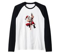 Grande Babbo Natale spogliarello con muscoli per i fan del bastoncino di zucchero Maglia con Maniche Raglan