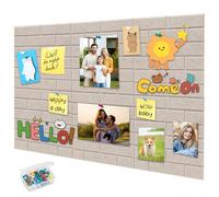 Grande bacheca in feltro, autoadesiva, 90 x 60 cm, spessore 1 cm, piastrelle da parete in feltro con 35 spinne, lavagne per memo per ufficio, cucina, scuola (cammello scuro)