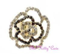 Grande Ballo Fiore Rosa Floreale Oro Dimensionale Massiccio Anello W/