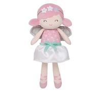 Grande bambola morbida da 38 cm con ali da fata e gonna in tulle, fiori e dettagli in raso, rosa brillante