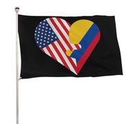 Grande bandiera a tema cuori con bandiere di Stati Uniti, America e Colomb