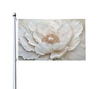 Grande bandiera bianca con peonia per la casa, 0,9 x 1,5 m, striscione di auguri con occhielli per interni ed esterni, decorazioni per la casa