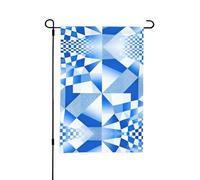 Grande bandiera da giardino blu e bianca con stampa a griglia per esterni su entrambi i lati con design a stampa completa