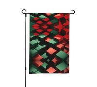 Grande bandiera da giardino con stampa quadrata rossa e verde per esterni su entrambi i lati con design a stampa completa