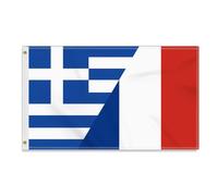 Grande bandiera dell'amicizia della Grecia Francia 90×150cm,3×5FT banner greco 150D Decorazione durevole Doppio lato Stampa Bandiera di occhielli in ottone Flag Francia Greece