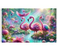 Grande Bandiera Mystery Flamingos Beautiful Trees River Flowers Spring