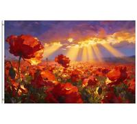 Grande Bandiera Watercolor Sunrise Flower Red Flowers Meadow Spring Summer