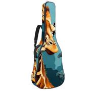 Grande bella borsa per chitarra acustica con strato protettivo e tasche multiple, giraffa carina, Multicolore, 42.9x16.9x4.7 in, Borsa per chitarra