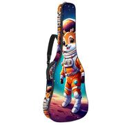 Grande bella borsa per chitarra acustica, impermeabile, con strato protettivo in spugna, tasche multiple, simpatico gatto nello spazio, Multicolore#06, 42.9x16.9x4.7 in, Borsa per chitarra
