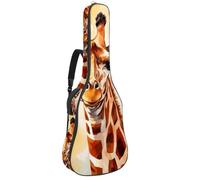 Grande bella borsa per chitarra acustica, impermeabile, con strato protettivo, zaino per chitarra con tasche multiple, giraffa carina, Multicolore, 42.9x16.9x4.7 in, Borsa per chitarra