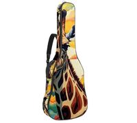 Grande bella custodia per chitarra, impermeabile, per chitarra acustica da 40/41/42 pollici, con strato protettivo in spugna e tasche multiple, zaino per chitarra, graziosa giraffa, Multicolore,