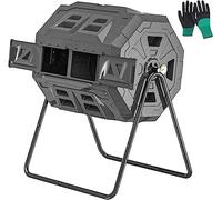 Grande bicchiere per compostaggio a doppia camera con termometro, resistente alle intemperie, efficiente sistema di compostaggio all'aperto per giardino e cortile, facile da usare, riciclaggio