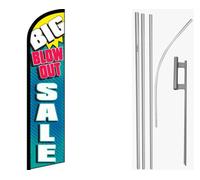Grande Blow-Out Saldi Blu/Giallo Windless Banner Bandiera & 4.9m Asta Kit /