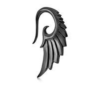 Grande Boho Goth Biker Angel Wing Piuma Intagliata Nero Buffalo Bone Taper Gauge Orecchini Per Gli Uomini Per L'Adolescenza 1 Pezzo
