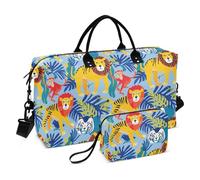 Grande borsa a tracolla da palestra con borsa da toilette per allenamento, set da 2 pezzi, leone Tigri scimmia