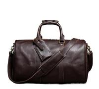 Grande borsa a tracolla da uomo per il fitness in Borsa da viaggio in pelle di mucca, borsa retrò, a mano uomo e donna, a tracolla for palestra weekend(Dark Coffee)