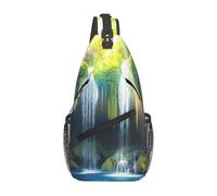 Grande borsa a tracolla da viaggio con cascate tropicali e giungle, zaino da viaggio per uomo