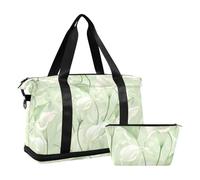 Grande borsa a tracolla impermeabile con fiori di giglio Calla verde menta, giglio, verde pastello, taglia 1, Calla Fleur de Lys Colori pastello verde menta, unico, Calla Fleur de Lys Colori pastello
