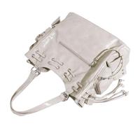 Grande borsa ascellare borchiata borse a tracolla per le donne in pelle PU borsa bowling borsa a tracolla con tracolla regolabile, grigio, Taglia unica