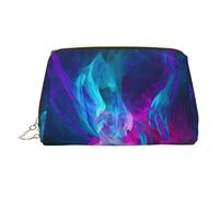 Grande borsa cosmetica con stampa a fuoco blu e rosa, borsa per cosmetici portatile, adatta per viaggi e viaggi di lavoro