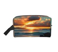 Grande borsa cosmetica da viaggio - Beach Maui Hawaii tramonto onde mare nuvole design stampa completa, organizer portatile per articoli da toeletta borsa multiuso per trucco, bianco, taglia unica