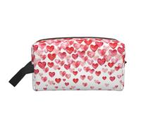 Grande borsa cosmetica da viaggio - Falling Red Hearts Full-Print Design, organizer portatile per articoli da toeletta, astuccio multiuso per trucco, bianco, taglia unica, bianco, Taglia unica