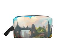 Grande borsa cosmetica da viaggio, riutilizzabile, con stampa "Outside the Castle Gate Print", organizer portatile per trucchi, oggetti essenziali quotidiani, colore bianco, taglia unica, Bianco, One