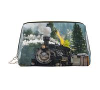 Grande borsa cosmetica stampata con treno a vapore borsa portatile per cosmetici adatta per viaggi e viaggi di lavoro