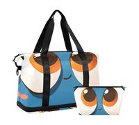 Grande borsa da palestra con occhi grandi blu scuro stile cartone animato grande palestra sport con borsa da toilette per aeroplano viaggi pieghevole, grande, occhi, scuro, blu, cartone animato, 1