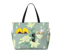 Grande borsa da spiaggia con stampa di gigli bianchi del fumetto, borsa a tracolla da viaggio impermeabile con 7 tasche, borsa a tracolla oversize da palestra