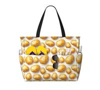 Grande borsa da spiaggia da donna a prova di sabbia, con stampa di patate, estiva, lavoro, viaggi, con cerniera