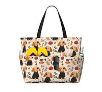 Grande borsa da spiaggia da donna, a prova di sabbia, con stampa di un cucciolo di piante, estiva, lavoro, viaggi, con cerniera