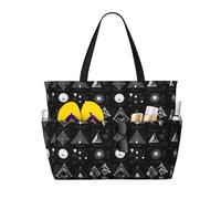 Grande borsa da spiaggia da donna, a prova di sabbia, con stampa matematica, estiva, lavoro, viaggi, con cerniera