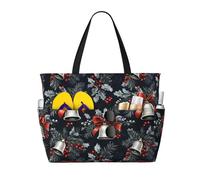 Grande borsa da spiaggia da donna, a prova di sabbia, con stampa natalizia a campana, estiva, lavoro, viaggi, con cerniera
