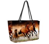 Grande borsa da spiaggia da donna, borsa da viaggio con cavalli, borsa a tracolla impermeabile con tasche, Multicolore 1., 14.5x20.8x5.5in/37x53x14cm