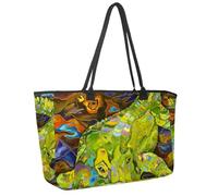 Grande borsa da spiaggia da donna, borsa da viaggio con fiori di riccio con tasche, borsa a tracolla impermeabile, Multicolore 8., 14.5x20.8x5.5in/37x53x14cm