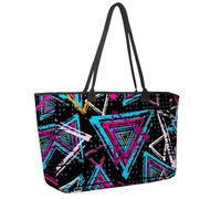Grande borsa da spiaggia da donna, borsa da viaggio con motivo astronave alieni ufo invasione verde con tasche borsa a tracolla impermeabile, Multicolore 11, 14.5x20.8x5.5in/37x53x14cm