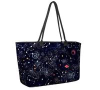 Grande borsa da spiaggia da donna, borsa da viaggio con motivo astronave alieni ufo invasione verde con tasche borsa a tracolla impermeabile, Multicolore 7, 14.5x20.8x5.5in/37x53x14cm