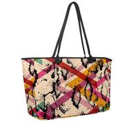 Grande borsa da spiaggia da donna, borsa da viaggio con motivo astronave alieni ufo invasione verde con tasche borsa a tracolla impermeabile, Multicolore 2., 14.5x20.8x5.5in/37x53x14cm