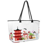 Grande borsa da spiaggia da donna, borsa da viaggio Paris Pisa con tasche, borsa a tracolla impermeabile, Multicolore 12., 14.5x20.8x5.5in/37x53x14cm