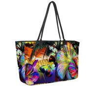 Grande borsa da spiaggia da donna, borsa da viaggio Paris Pisa con tasche, borsa a tracolla impermeabile, Multicolore 5., 14.5x20.8x5.5in/37x53x14cm