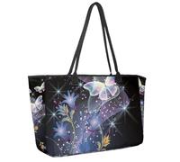 Grande borsa da spiaggia da donna, camaleonte con ciliegia, borsa da viaggio con tasche, borsa a tracolla impermeabile, Multicolore 2., 14.5x20.8x5.5in/37x53x14cm