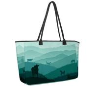 Grande borsa da spiaggia da donna, camaleonte con ciliegia, borsa da viaggio con tasche, borsa a tracolla impermeabile, Multicolore 5., 14.5x20.8x5.5in/37x53x14cm