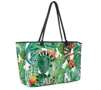 Grande borsa da spiaggia da donna, camaleonte con ciliegia, borsa da viaggio con tasche, borsa a tracolla impermeabile, Multicolore 3, 14.5x20.8x5.5in/37x53x14cm