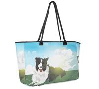 Grande borsa da spiaggia da donna, camaleonte con ciliegia, borsa da viaggio con tasche, borsa a tracolla impermeabile, Multicolore 10., 14.5x20.8x5.5in/37x53x14cm