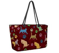 Grande borsa da spiaggia da donna, chihuahua con rosa, borsa da viaggio con tasche, borsa a tracolla impermeabile, Multicolore 5., 14.5x20.8x5.5in/37x53x14cm