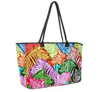Grande borsa da spiaggia da donna, con unicorno, blu, rosa, ali di capelli, arcobaleno, borsa da viaggio con tasche, borsa a tracolla impermeabile, Multicolore 12., 14.5x20.8x5.5in/37x53x14cm
