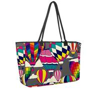 Grande borsa da spiaggia da donna, graziosa borsa a tracolla impermeabile con tasche per la famiglia di polli, canta, mangiare, ballare, Multicolore 9, 14.5x20.8x5.5in/37x53x14cm