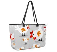 Grande borsa da spiaggia da donna, graziosa borsa a tracolla impermeabile con tasche per la famiglia di polli, canta, mangiare, ballare, Multicolore 1., 14.5x20.8x5.5in/37x53x14cm