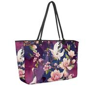 Grande borsa da spiaggia da donna, graziosa borsa a tracolla impermeabile con tasche per la famiglia di polli, canta, mangiare, ballare, Multicolore 10., 14.5x20.8x5.5in/37x53x14cm